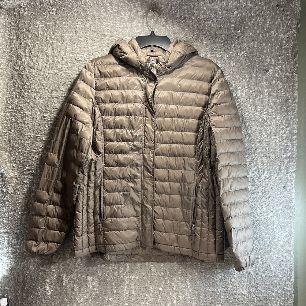 32 DEGREES Packable Hooded Down Puffer Jacket XL Brown Outdoor Preppy